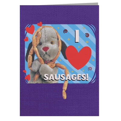 Sooty Sweep I Love Sausages Greeting Card-Sooty's Shop