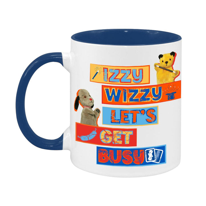 Sooty Izzy Wizzy Let's Get Busy Stacked Two Colour Mug & Coaster Set-Sooty's Shop
