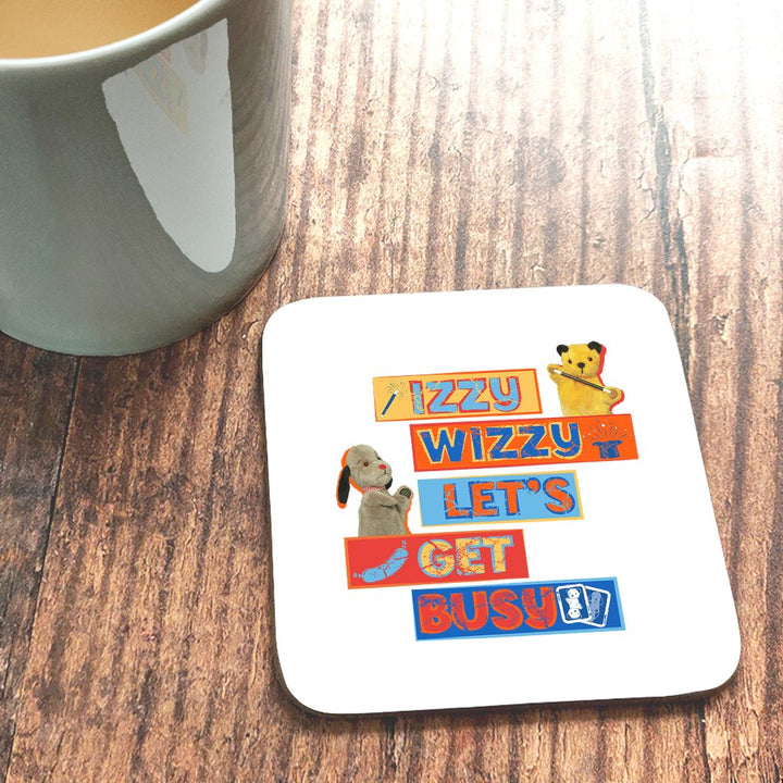 Sooty Izzy Wizzy Let's Get Busy Stacked Two Colour Mug & Coaster Set-Sooty's Shop