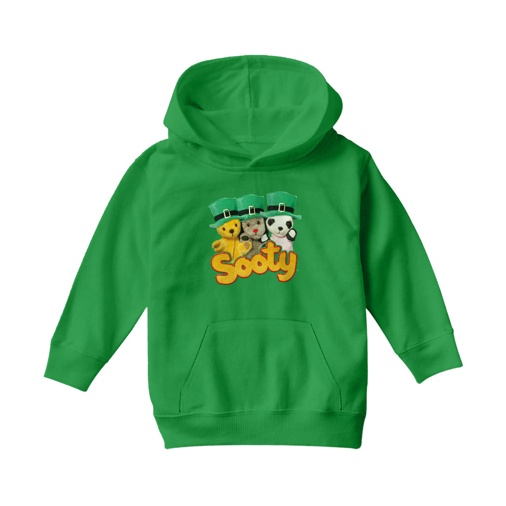 Sooty Sweep And Soo Green Hats St. Patrick's Day Kids Hooded Sweatshirt-Sooty's Shop