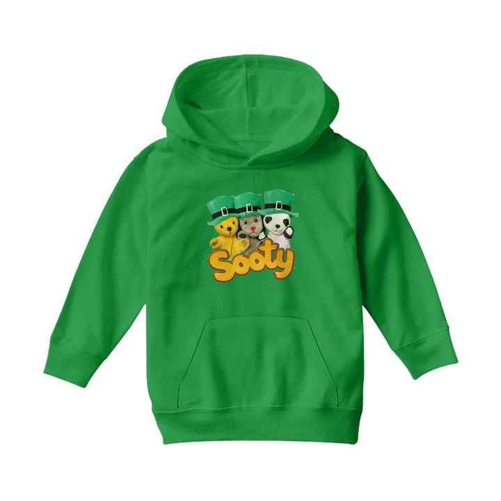 Sooty Sweep And Soo Green Hats St. Patrick's Day Kids Hooded Sweatshirt-Sooty's Shop