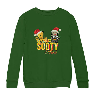 Sooty And Sweep Xmas Show Christmas Lights Kids Sweatshirt-Sooty's Shop