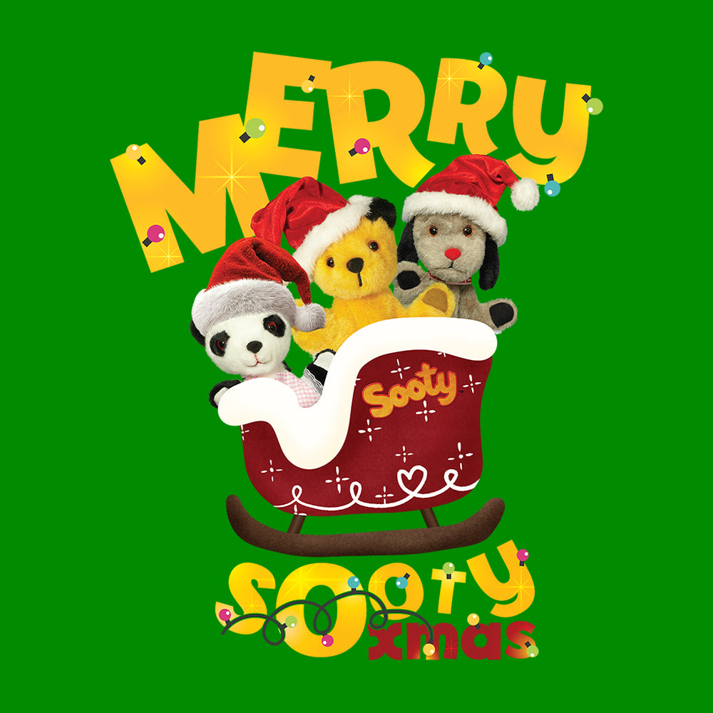 Merry Sooty Xmas Christmas Sleigh Kids T-Shirt-Sooty's Shop