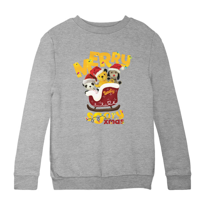 Merry Sooty Xmas Christmas Sleigh Kids Sweatshirt-Sooty's Shop