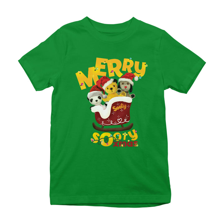 Merry Sooty Xmas Christmas Sleigh Kids T-Shirt-Sooty's Shop