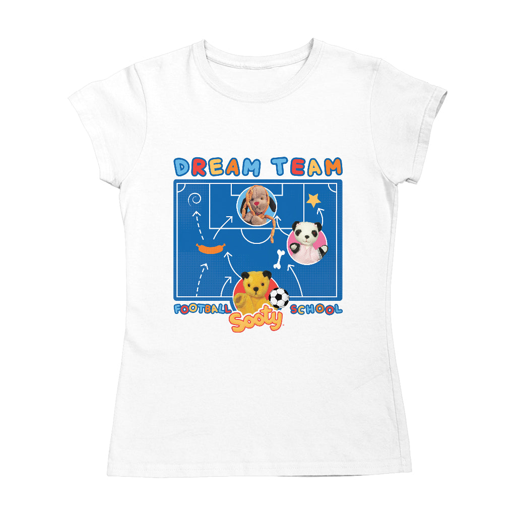 Sooty Sweep & Soo England Dream Team Football School Womens T-Shirt-Sooty's Shop