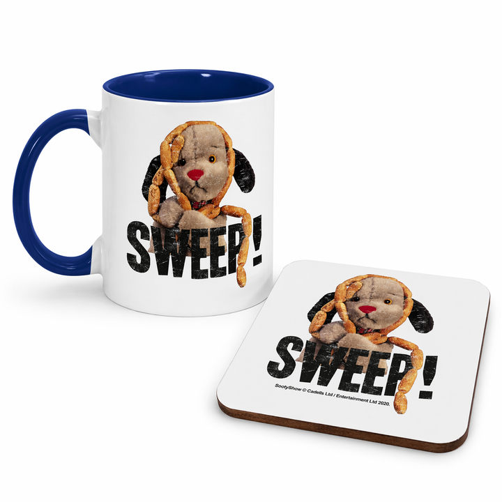 Sweep's Sausages Black Text Two Colour Mug & Coaster Set-Sooty's Shop