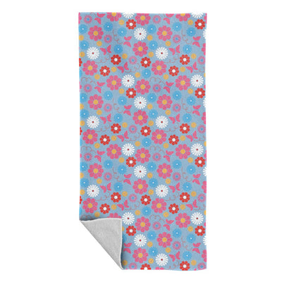 Sooty Flower and Butterfly Pattern Beach Towel