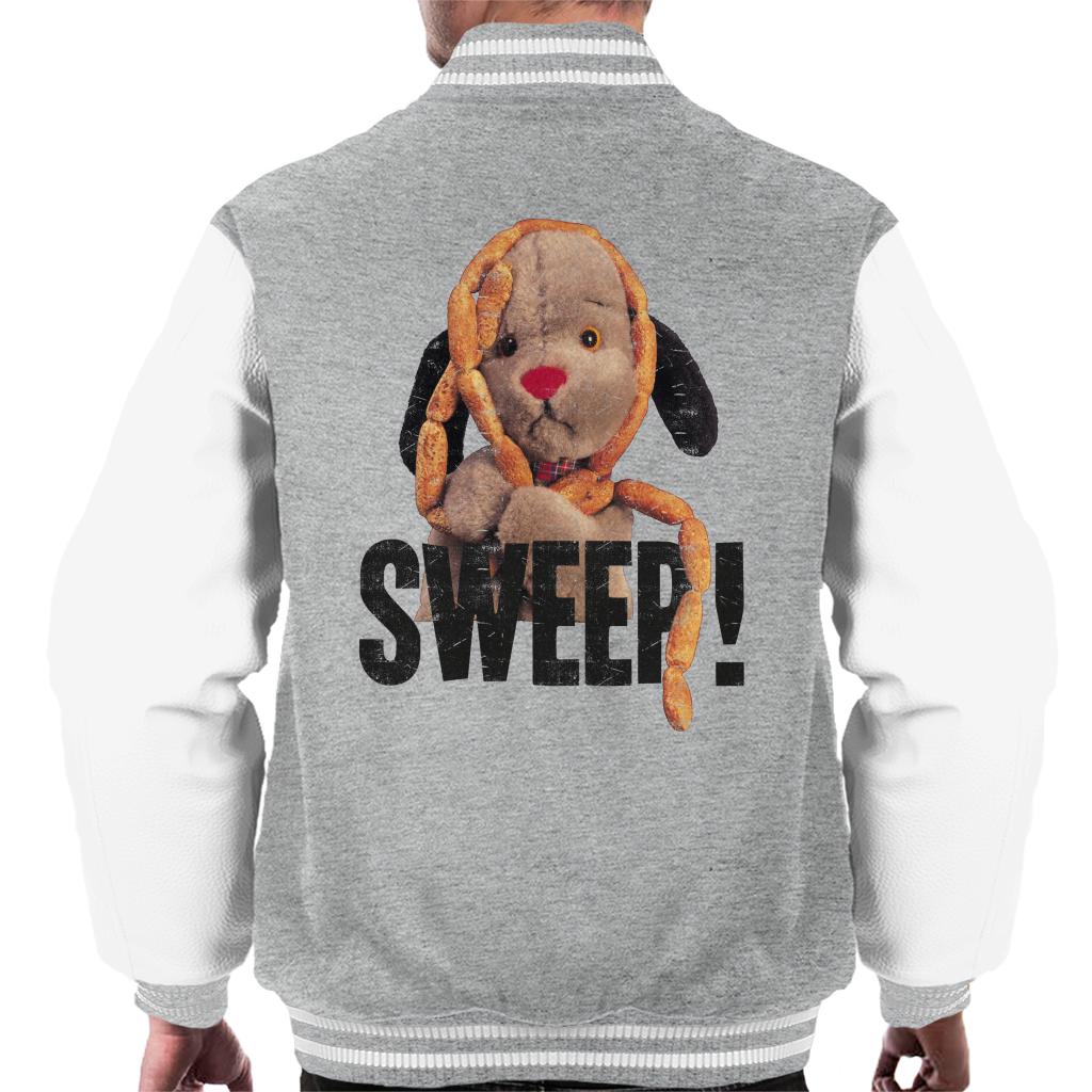 Sooty Sausages Sweep Distressed Men's Varsity Jacket-Sooty's Shop
