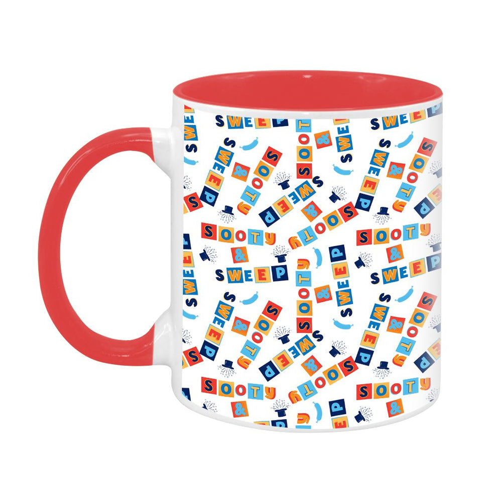 Sooty Blocks White Print Pattern Two Colour Mug