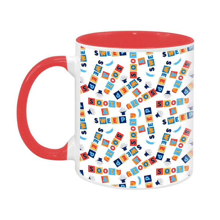 Sooty Blocks White Print Pattern Two Colour Mug