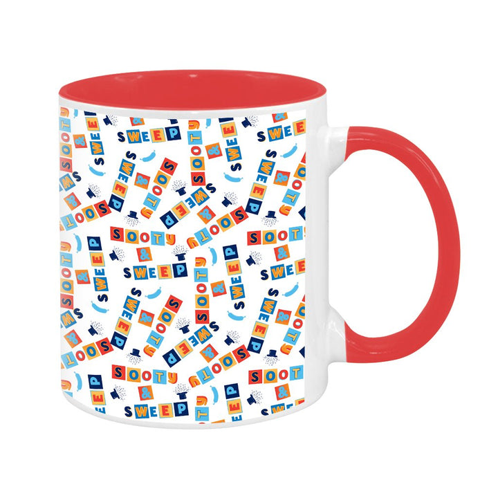 Sooty Blocks White Print Pattern Two Colour Mug