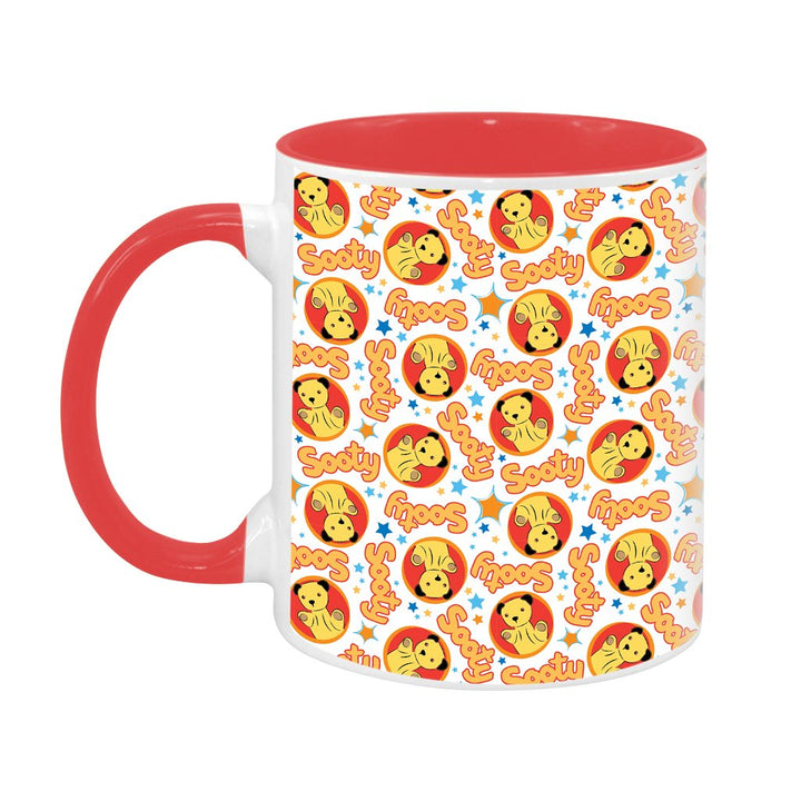 Sooty Classic White Print Pattern Two Colour Mug