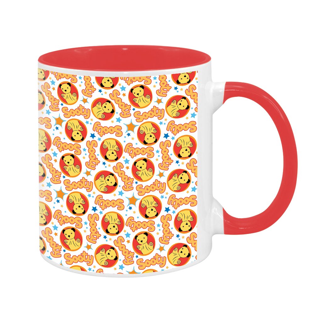 Sooty Classic White Print Pattern Two Colour Mug