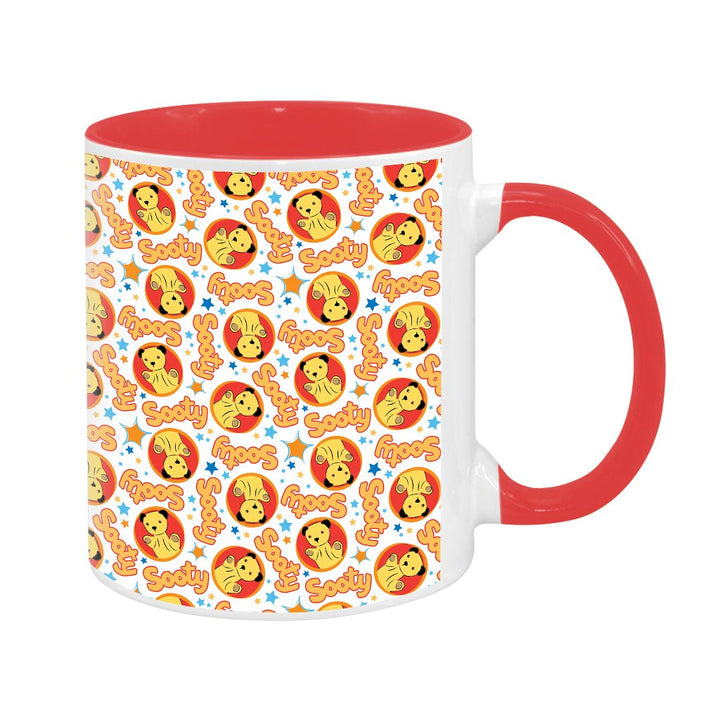 Sooty Classic White Print Pattern Two Colour Mug