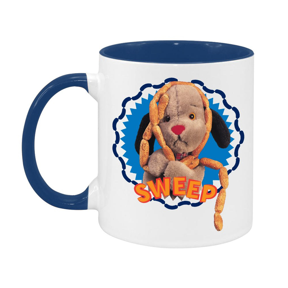 Sooty Sweep's Sausages Yellow Text Two Colour Mug