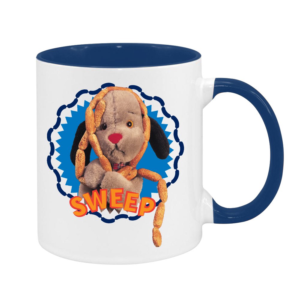 Sooty Sweep's Sausages Yellow Text Two Colour Mug