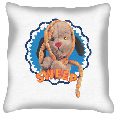 Sooty Sweep's Sausages Yellow Text Print Cushion