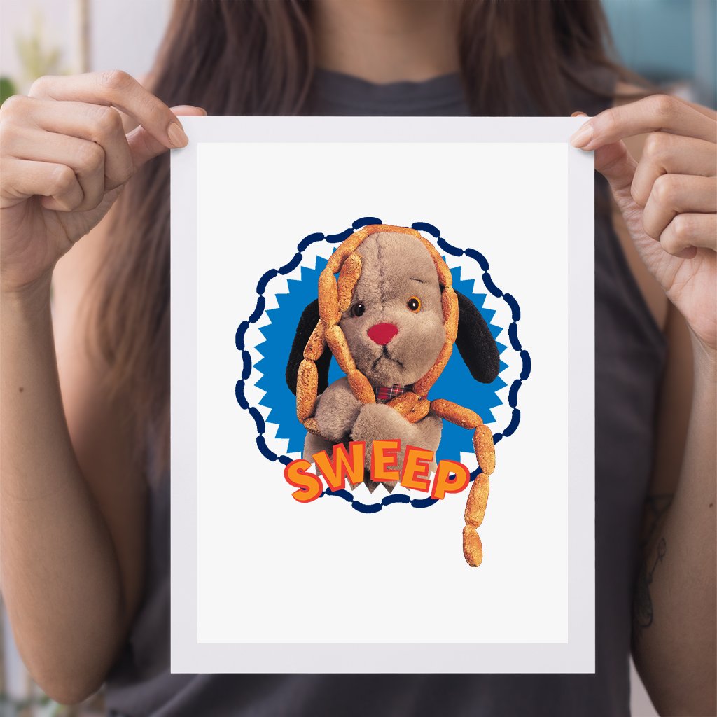 Sooty Sweep's Sausages A4 Yellow Text Print