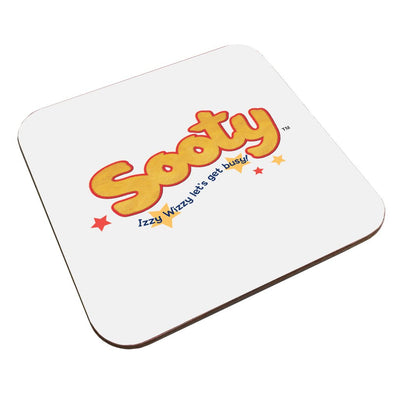 Sooty Yellow Text Logo Coaster