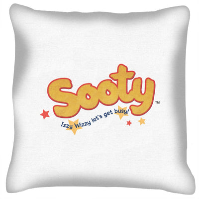 Sooty Yellow Text Logo Cushion