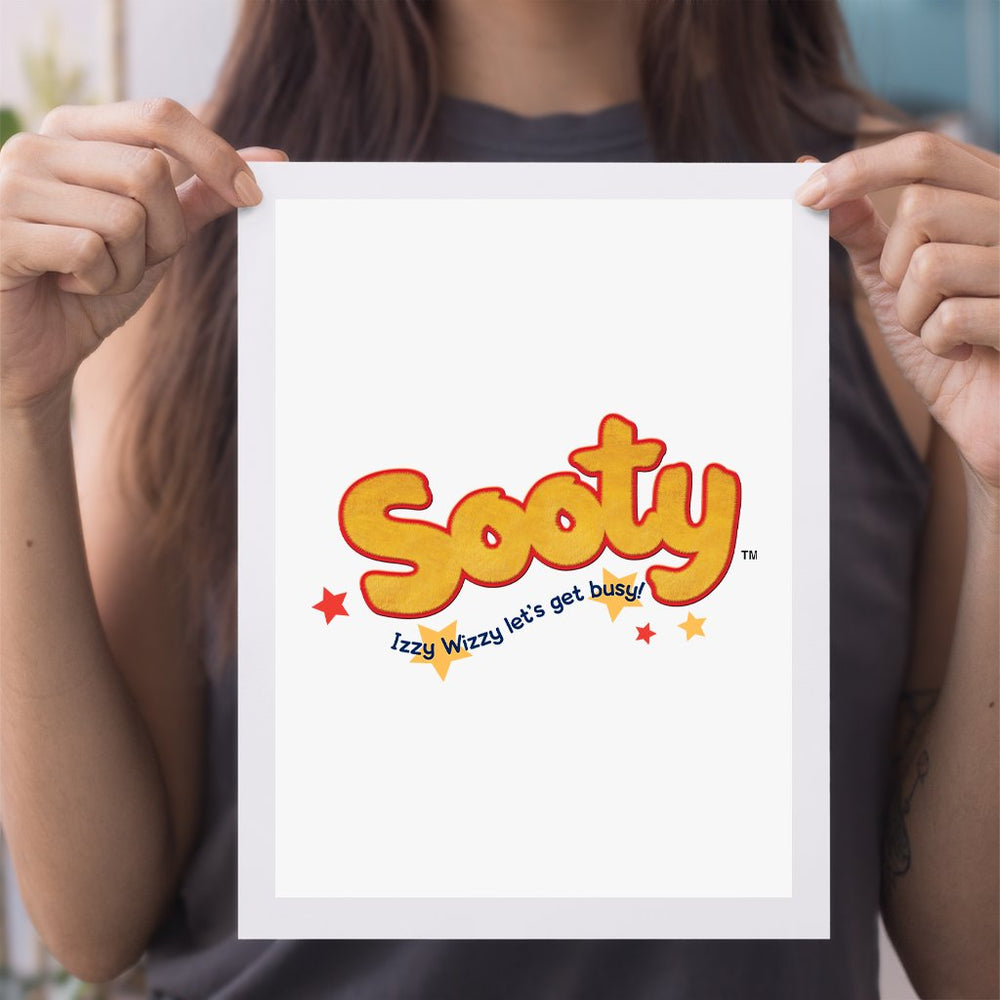 Sooty Yellow Text Logo A4 Print