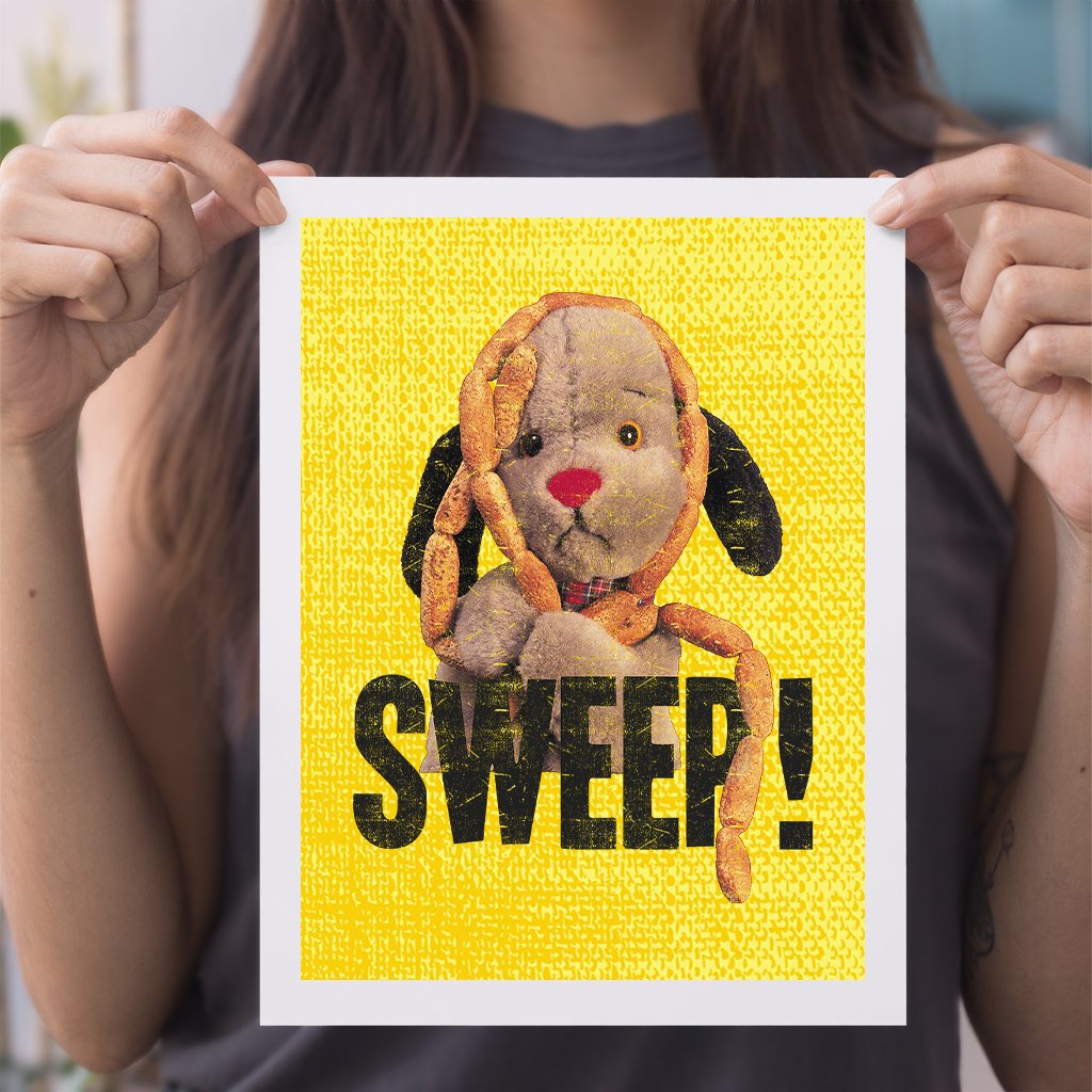 Sooty Sweep's Sausages A4 Black Text Print
