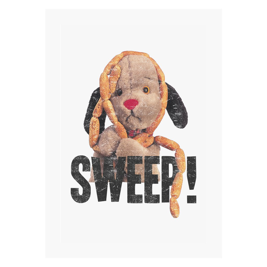 Sooty Sweep's Sausages A4 Black Text Print