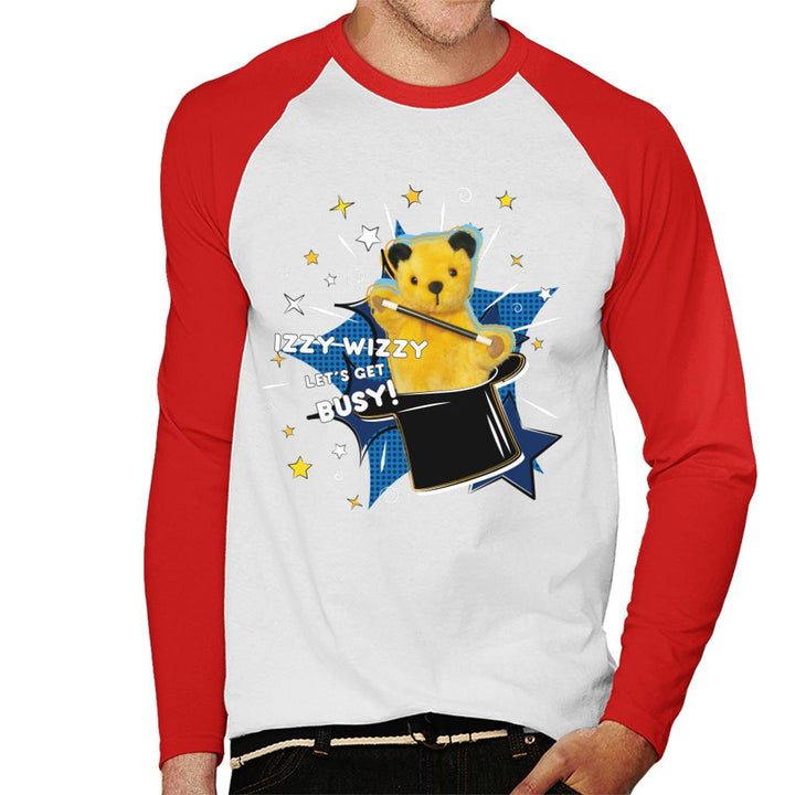 Sooty Top Hat Izzy Wizzy Let's Get Busy Men's Baseball Long Sleeved T-Shirt-Sooty's Shop