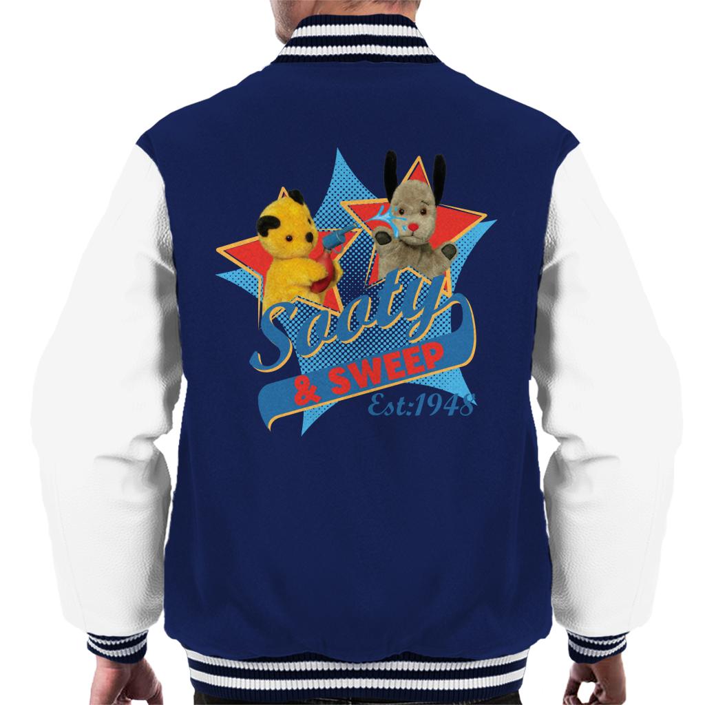 Sooty & Sweep Retro Water Sprayer Men's Varsity Jacket-Sooty's Shop