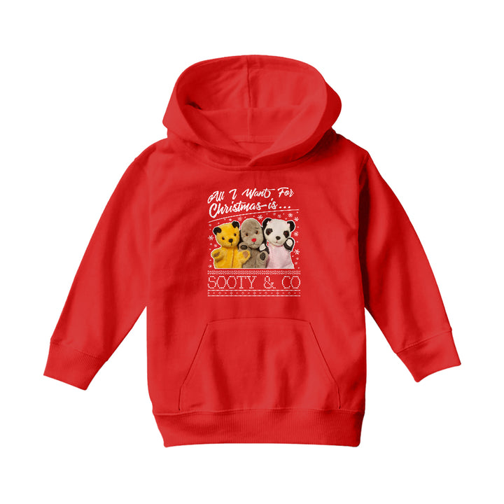 Sooty Christmas All I Want For Christmas Is Sooty And Co Kids Hooded Sweatshirt