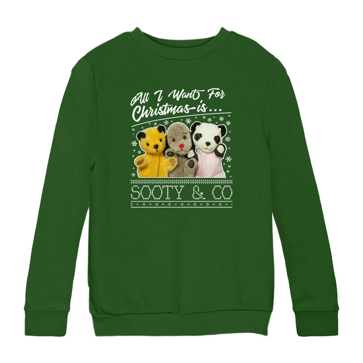 Sooty Christmas All I Want For Christmas Is Sooty And Co Kids Sweatshirt