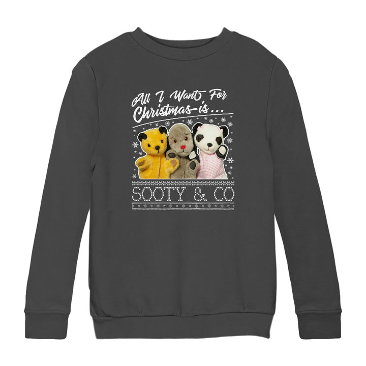 Sooty Christmas All I Want For Christmas Is Sooty And Co Kids Sweatshirt