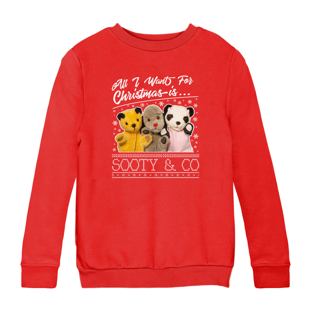 Sooty Christmas All I Want For Christmas Is Sooty And Co Kids Sweatshirt
