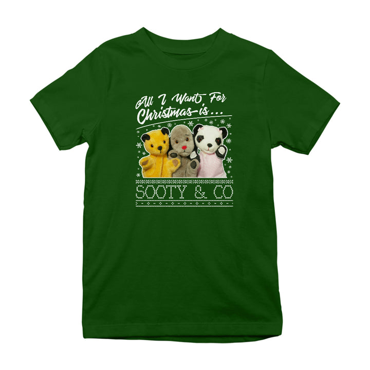Sooty Christmas All I Want For Christmas Is Sooty And Co Kids T-Shirt