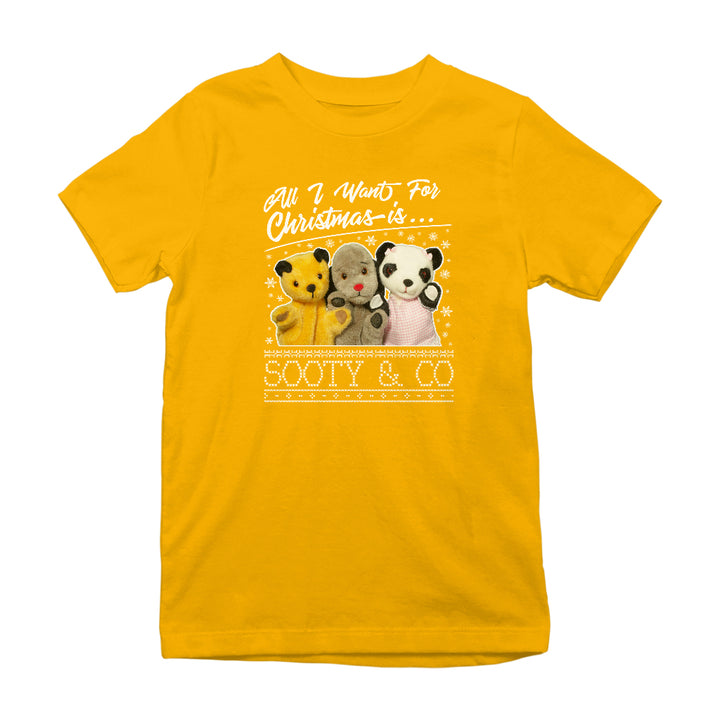 Sooty Christmas All I Want For Christmas Is Sooty And Co Kids T-Shirt