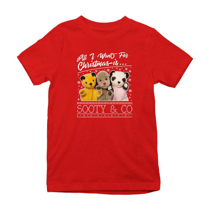 Sooty Christmas All I Want For Christmas Is Sooty And Co Kids T-Shirt