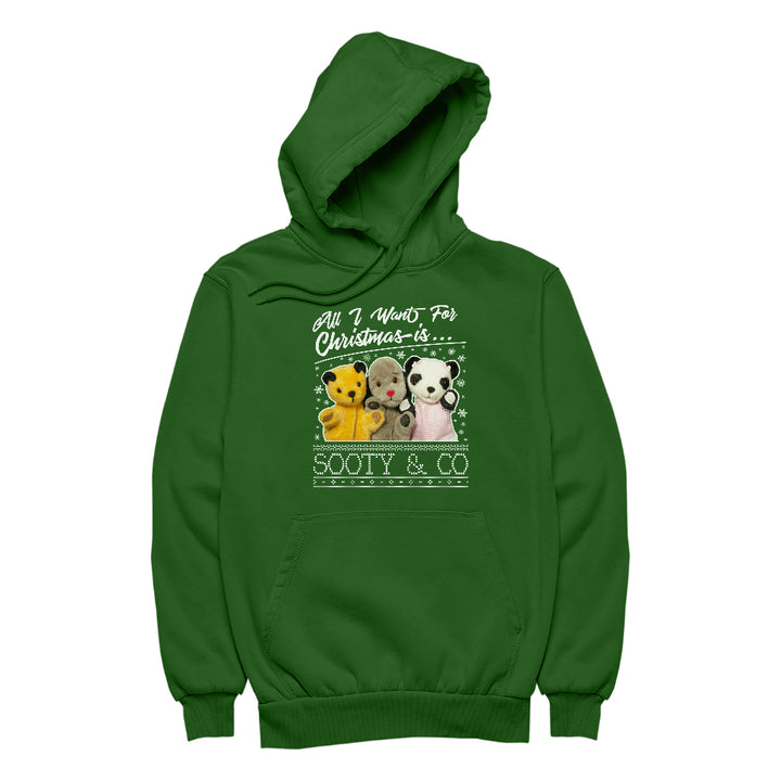 Sooty Christmas All I Want For Christmas Is Sooty And Co Men's Hooded Sweatshirt