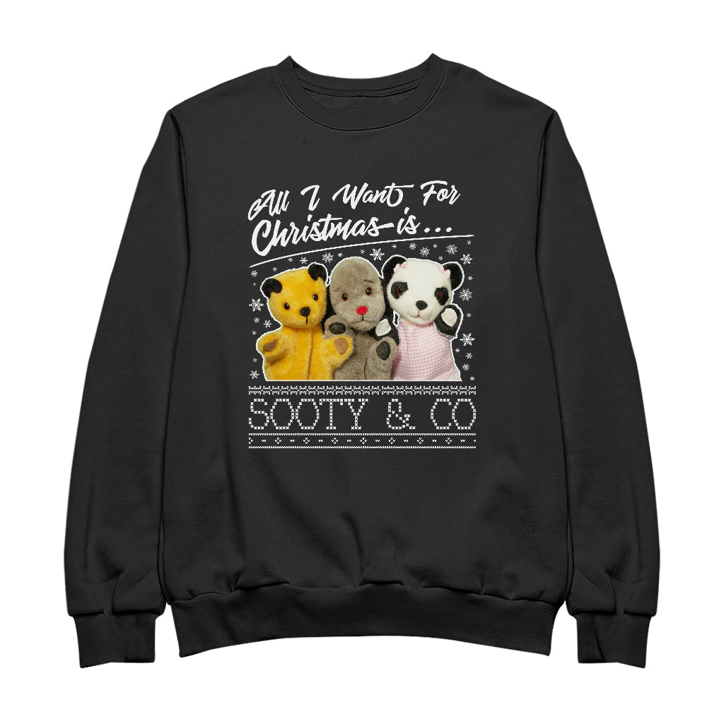 Sooty Christmas All I Want For Christmas Is Sooty And Co Men's Sweatshirt