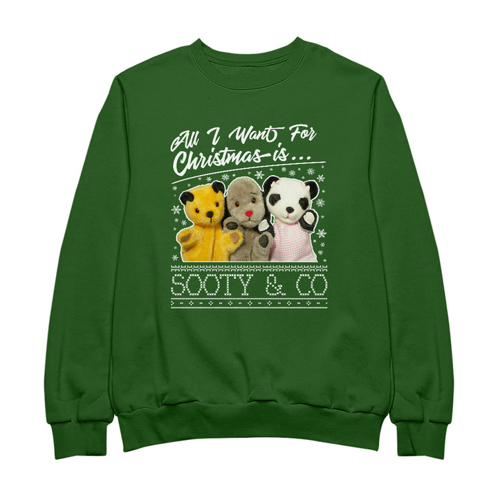 Sooty Christmas All I Want For Christmas Is Sooty And Co Men's Sweatshirt