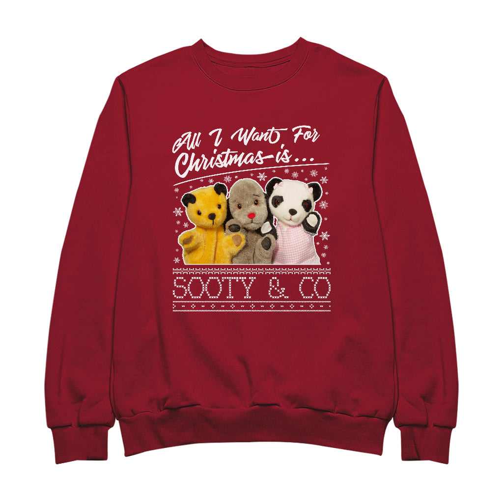 Sooty Christmas All I Want For Christmas Is Sooty And Co Men's Sweatshirt
