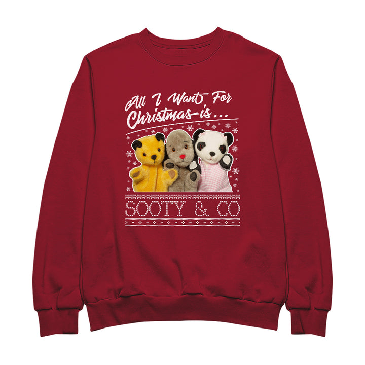 Sooty Christmas All I Want For Christmas Is Sooty And Co Men's Sweatshirt