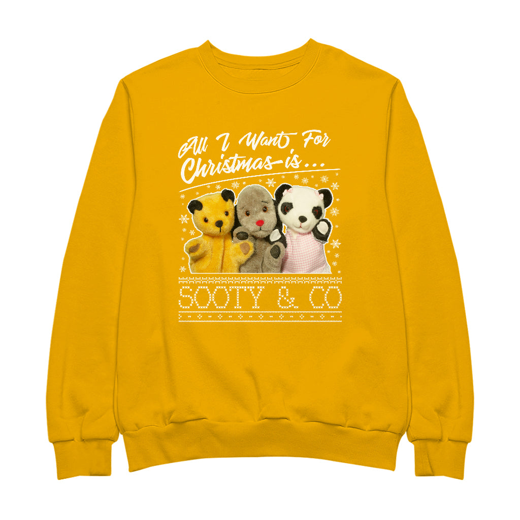 Sooty Christmas All I Want For Christmas Is Sooty And Co Men's Sweatshirt
