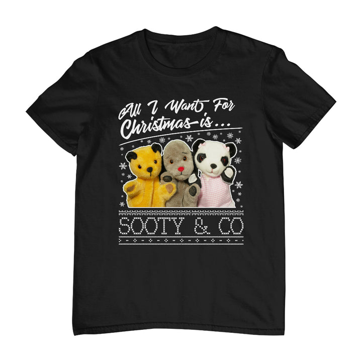 Sooty Christmas All I Want For Christmas Is Sooty And Co Men's T-Shirt
