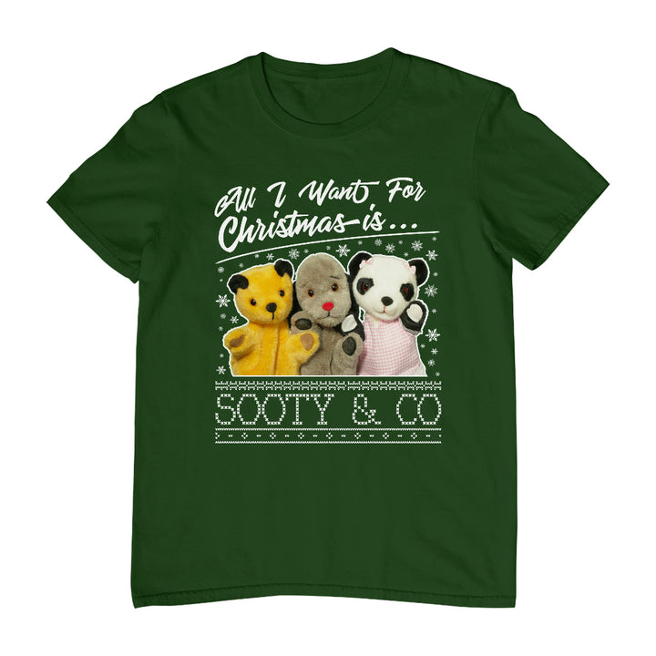 Sooty Christmas All I Want For Christmas Is Sooty And Co Men's T-Shirt