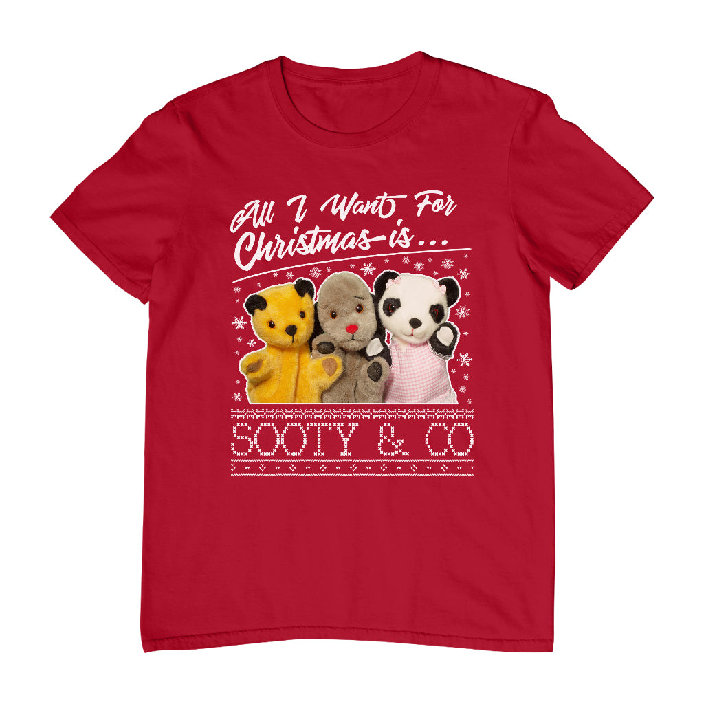 Sooty Christmas All I Want For Christmas Is Sooty And Co Men's T-Shirt