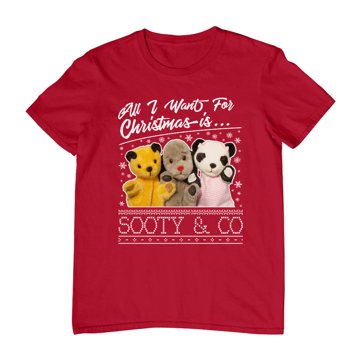 Sooty Christmas All I Want For Christmas Is Sooty And Co Men's T-Shirt