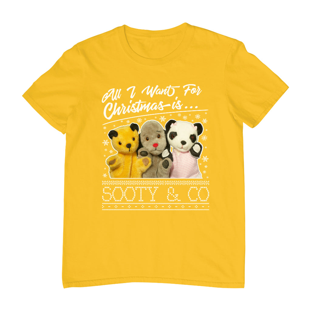 Sooty Christmas All I Want For Christmas Is Sooty And Co Men's T-Shirt