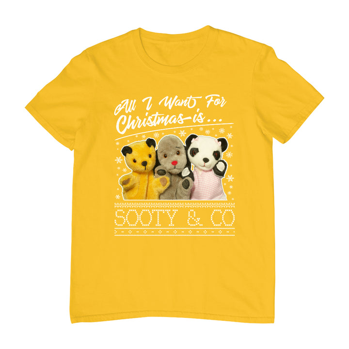 Sooty Christmas All I Want For Christmas Is Sooty And Co Men's T-Shirt