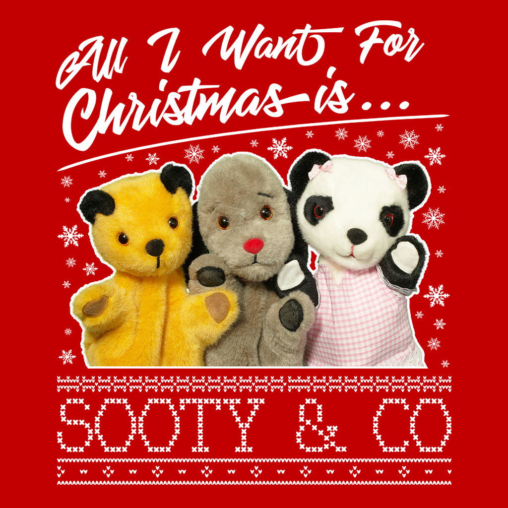 Sooty Christmas All I Want For Christmas Is Sooty And Co Men's Varsity Jacket